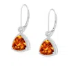 Angara Trillion Checker-cut Citrine Milgrain Drop Earrings In White Gold/deep Golden