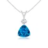 Angara Trillion Checker-cut Swiss Blue Topaz Solitaire Pendant In White Gold/swiss Blue