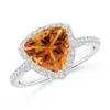 Angara Trillion Citrine Cocktail Ring With Diamond Halo In White Gold/golden