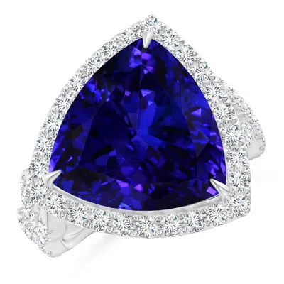 Angara Trillion Gia Certified Tanzanite Crossover Shank Ring In Blue