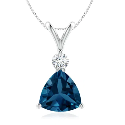 Angara Trillion London Blue Topaz Solitaire Pendant With Diamond