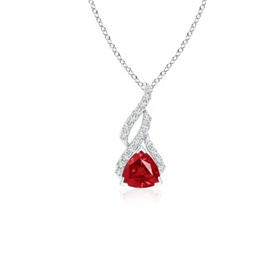 Angara Trillion Ruby Solitaire Pendant With Diamond Swirl In Metallic