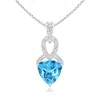 Angara Trillion Swiss Blue Topaz Dangle Pendant With Diamond Accents In White Gold/swiss Blue