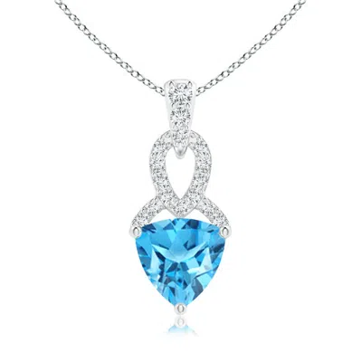 Angara Trillion Swiss Blue Topaz Dangle Pendant With Diamond Accents In Metallic