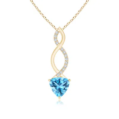 Angara Trillion Swiss Blue Topaz Infinity Pendant With Diamonds In Gold
