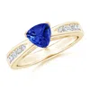 Angara Trillion Tanzanite Solitaire Ring With Diamond Accents In Yellow Gold/rich Violet Blue