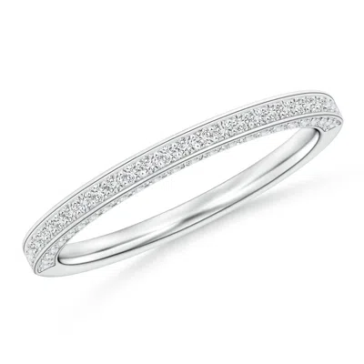 Angara Trio Set Pave Diamond Semi Eternity Wedding Ring In White