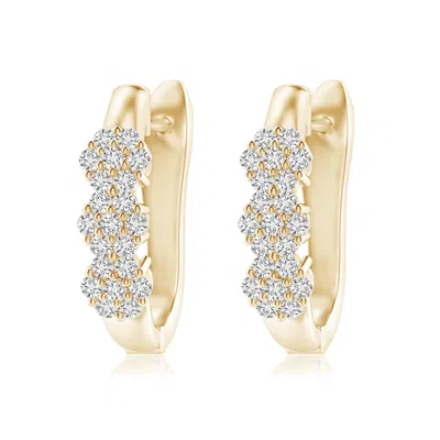 Angara Triple Floral Cluster Diamond Hoop Earrings In Gold