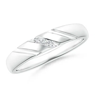 Angara Triple-ribbed Channel Set Diamond Women's Wedding Ring In Metallic