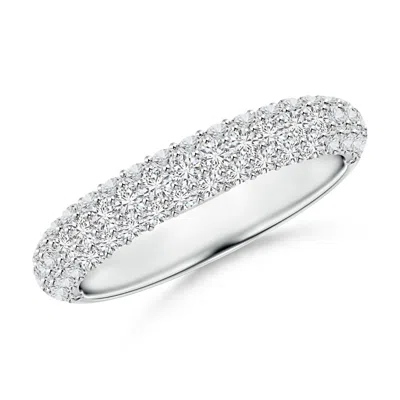 Angara Triple Row Diamond Wedding Ring For Women In White