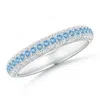 Angara Triple Row Round Aquamarine And Diamond Wedding Band