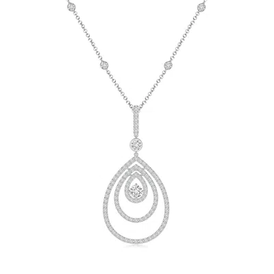 Angara Triple Teardrop Diamond Pendant Necklace In Metallic