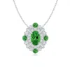Angara Tsavorite & Diamond Two Tone Pendant With Double Halo In White Gold/bright Medium Green