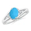 Angara Turquoise And Diamond Split Shank Ring In White Gold/sky Blue