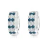 Angara Twin-row Enhanced Blue Diamond Hoop Earrings In White Gold/teal Blue