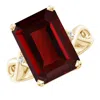 Angara Twist Shank Emerald Cut Garnet Statement Ring In Yellow Gold/medium Red
