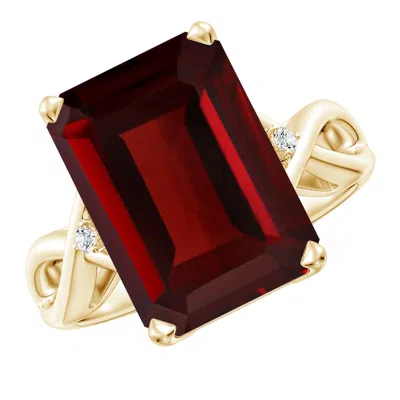 Angara Twist Shank Emerald Cut Garnet Statement Ring In Red