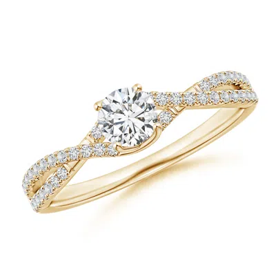 Angara Twist Shank Solitaire Round Diamond Engagement Ring In Gold