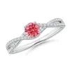 Angara Twist Shank Solitaire Round Fancy Intense Pink Diamond Engagement Ring In White Gold/fancy Intense