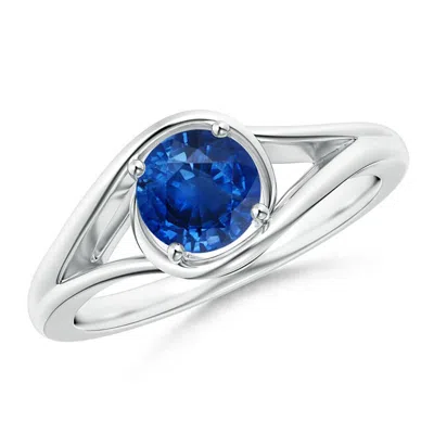 Angara Twist Split Shank Solitaire Blue Sapphire Engagement Ring