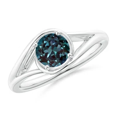 Angara Twist Split Shank Solitaire Lab-grown Alexandrite Ring In Blue
