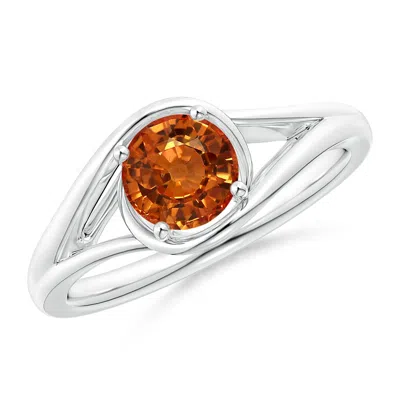 Angara Twist Split Shank Solitaire Orange Sapphire Ring In Metallic