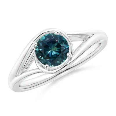 Angara Twist Split Shank Solitaire Teal Montana Sapphire Ring