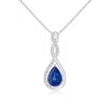 Angara Twisted Infinity Floating Blue Sapphire Drop Pendant In White Gold/medium To Rich Blue
