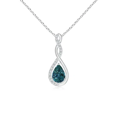 Angara Twisted Infinity Floating Teal Montana Sapphire Drop Pendant In Metallic
