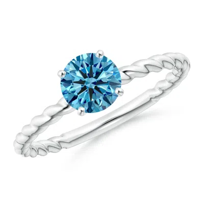 Angara Twisted Shank Round Lab-grown Fancy Intense Blue Diamond Solitaire Engagement Ring In Metallic