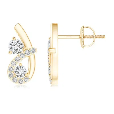Angara Two Stone Diamond Twist Loop Earrings In Gold