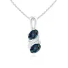 Angara Two Stone Lab-grown Alexandrite Swirl Pendant In White Gold/bluish Green Changing To Brownish Or Pinkish Purple