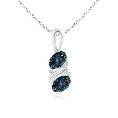 Angara Two Stone Lab-grown Alexandrite Swirl Pendant In Blue