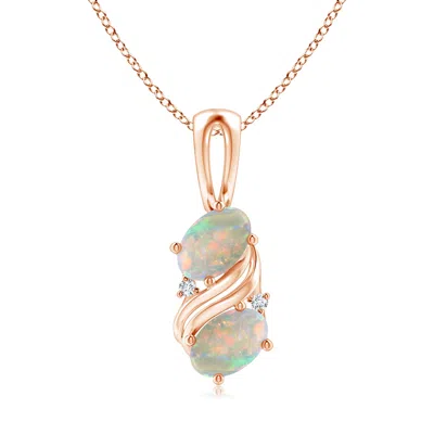 Angara Two Stone Opal Swirl Pendant In Gold