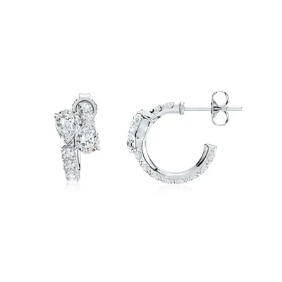 Angara Two-stone Pear Lab-grown Diamond Bypass Hoop Earrings
