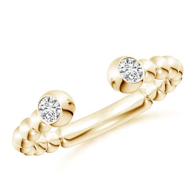 Angara Two-stone Round Diamond Beaded Shank Open Ring In Gold