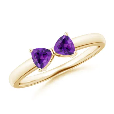 Angara Two Stone Trillion Amethyst Bow Tie Ring In Purple