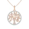 Angara Two Tone Effect Tree Of Life Diamond Pendant With Twisted Rope Halo