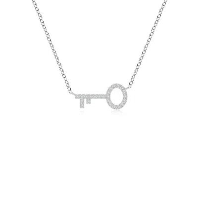 Angara U-pave Set Diamond Key Pendant In White