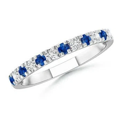 Angara U Prong Sapphire Diamond Half Eternity Wedding Ring In Blue