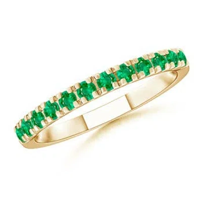 Angara Unique Prong Emerald Half Eternity Wedding Ring In Green