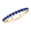 Angara Unique Prong Sapphire Half Eternity Wedding Ring In Yellow Gold/deep Rich Blue