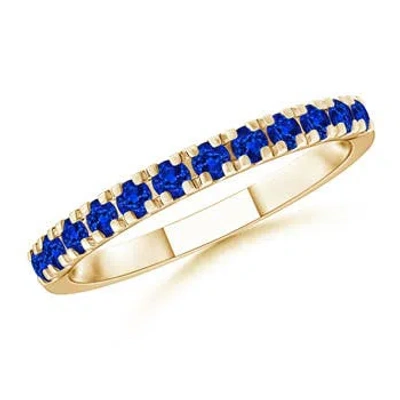 Angara Unique Prong Sapphire Half Eternity Wedding Ring In Blue