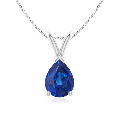 Angara V-bale Pear-shaped Blue Sapphire Solitaire Pendant