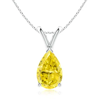 Angara V-bale Pear-shaped Fancy Intense Yellow Diamond Solitaire Pendant