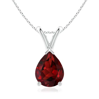 Angara V-bale Pear-shaped Garnet Solitaire Pendant In Red