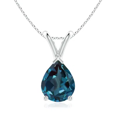 Angara V-bale Pear-shaped Lab-grown Alexandrite Solitaire Pendant In Metallic