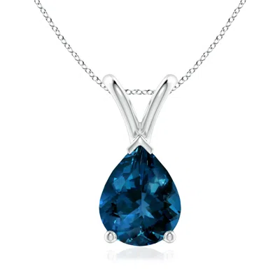 Angara V-bale Pear-shaped London Blue Topaz Solitaire Pendant