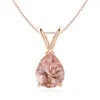 Angara V-bale Pear-shaped Morganite Solitaire Pendant In Rose Gold/peachy Pink