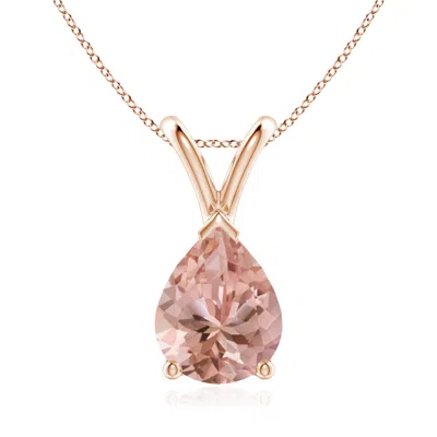 Angara V-bale Pear-shaped Morganite Solitaire Pendant In Pink